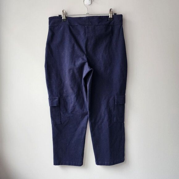 Women With Control Crop Pull On Pants | Small Petite | Navy Blue Cargo Pockets - Picture 4 of 6